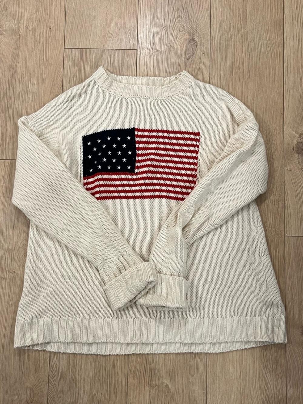 Show Me Your MuMu Fireside Cream American Flag Sweater XL - Picture 5 of 9